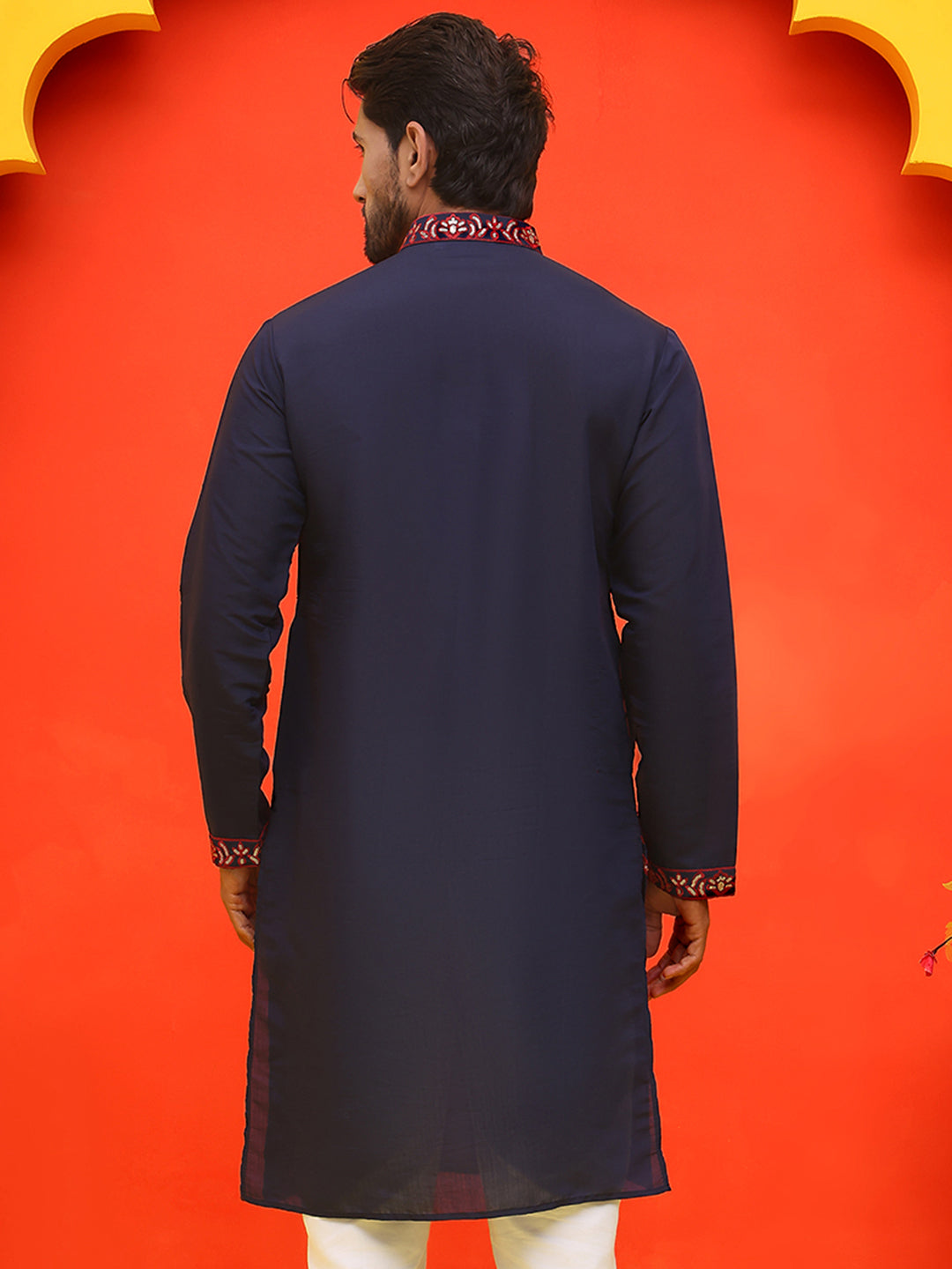 Embroidered & Sequins Kurtas For Men ( KO 5226 Navy )