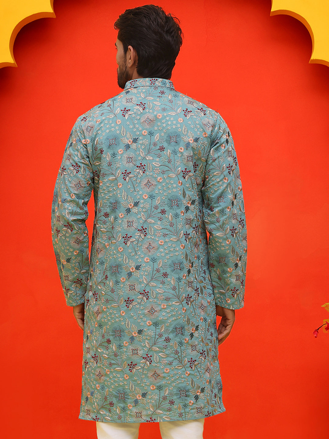 Embroidered Kurtas For Men ( KO 5227 Sky )