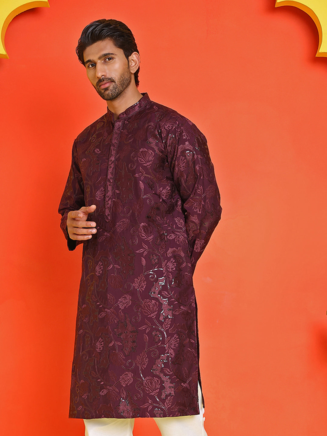 Embroidered Kurtas For Men ( KO 5228 Purple )