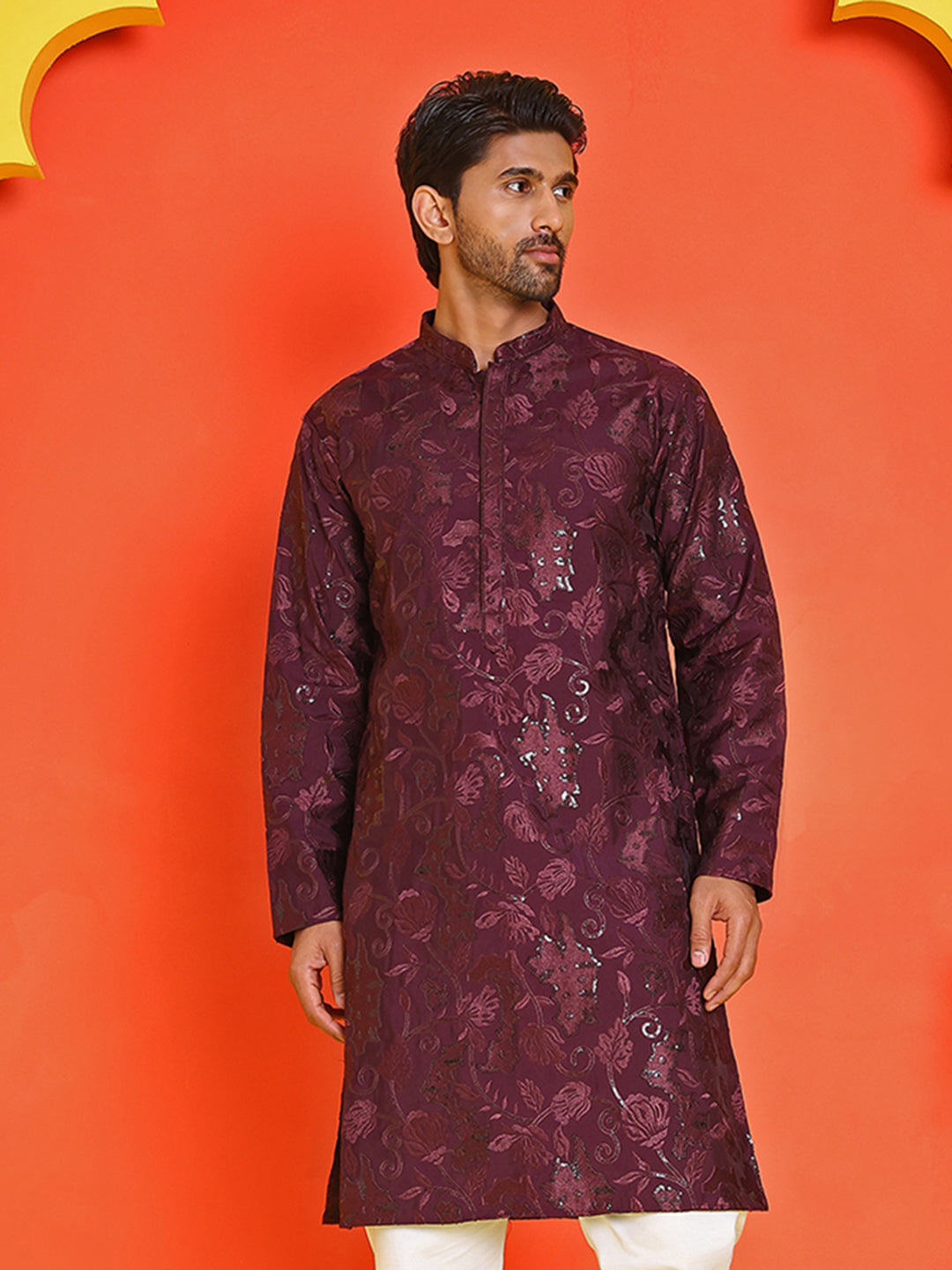 Embroidered Kurtas For Men ( KO 5228 Purple )