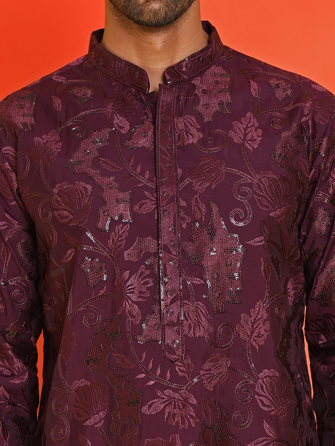 Embroidered Kurtas For Men ( KO 5228 Purple )