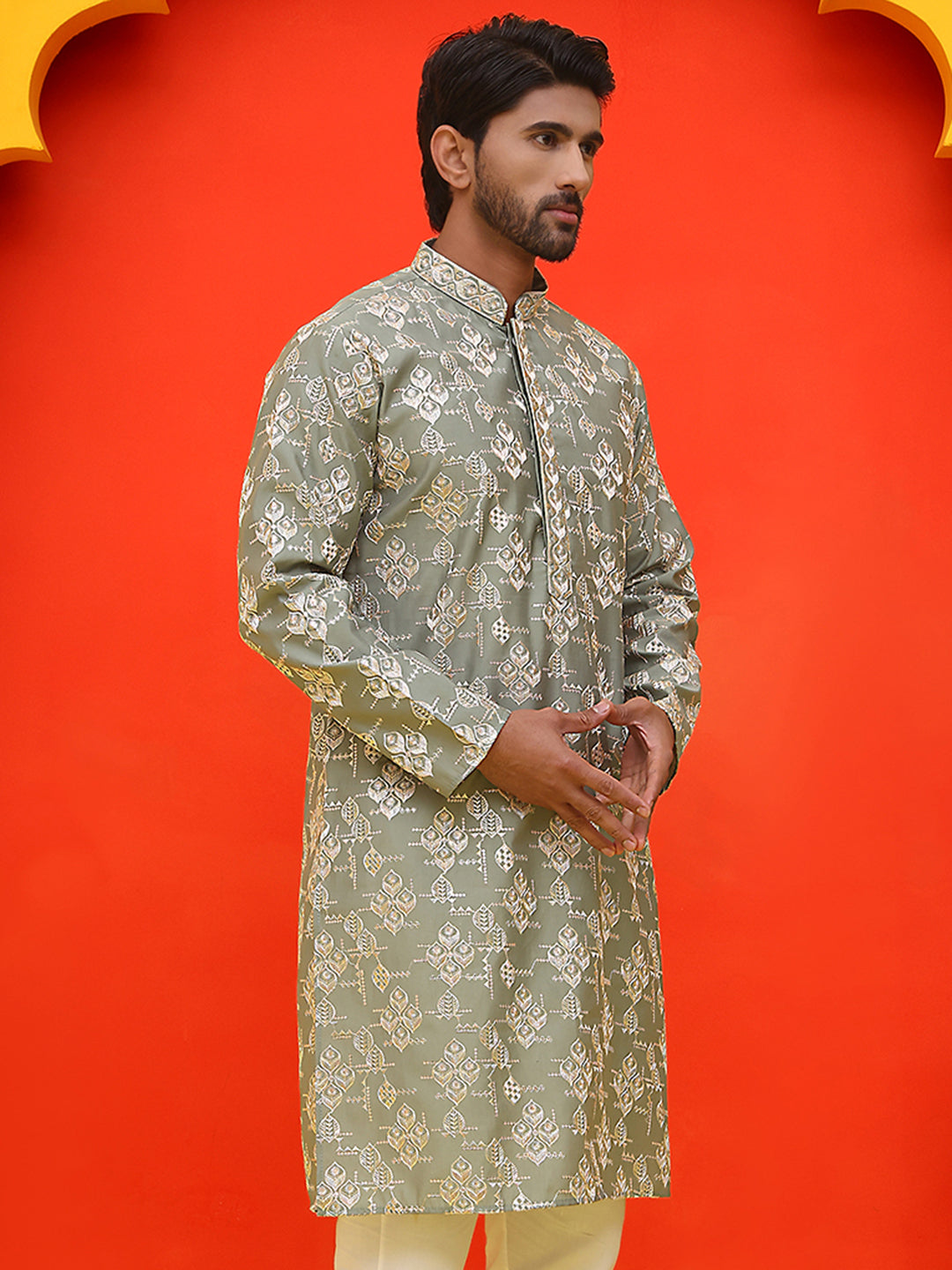 Men's Embroidered Kurtas ( KO 5229 Pista )