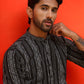 Self Design Straight Kurta For Men ( KO 5232 Black )