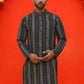 Self Design Straight Kurta For Men ( KO 5232 Black )