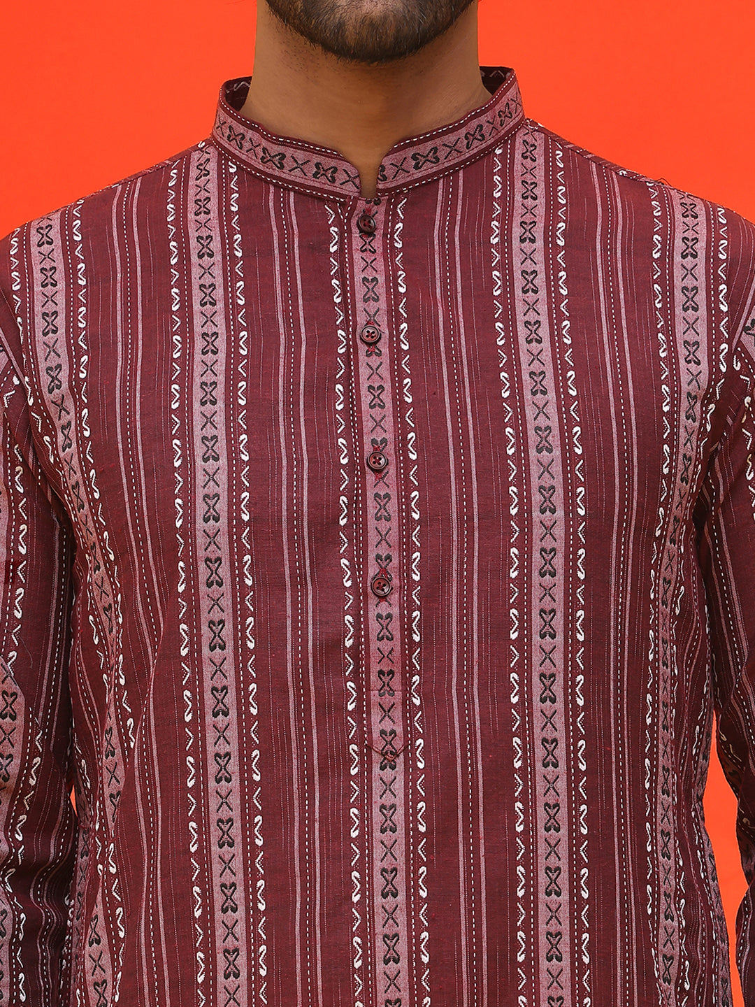 Self Design Straight Kurta For Men ( KO 5232 Maroon )