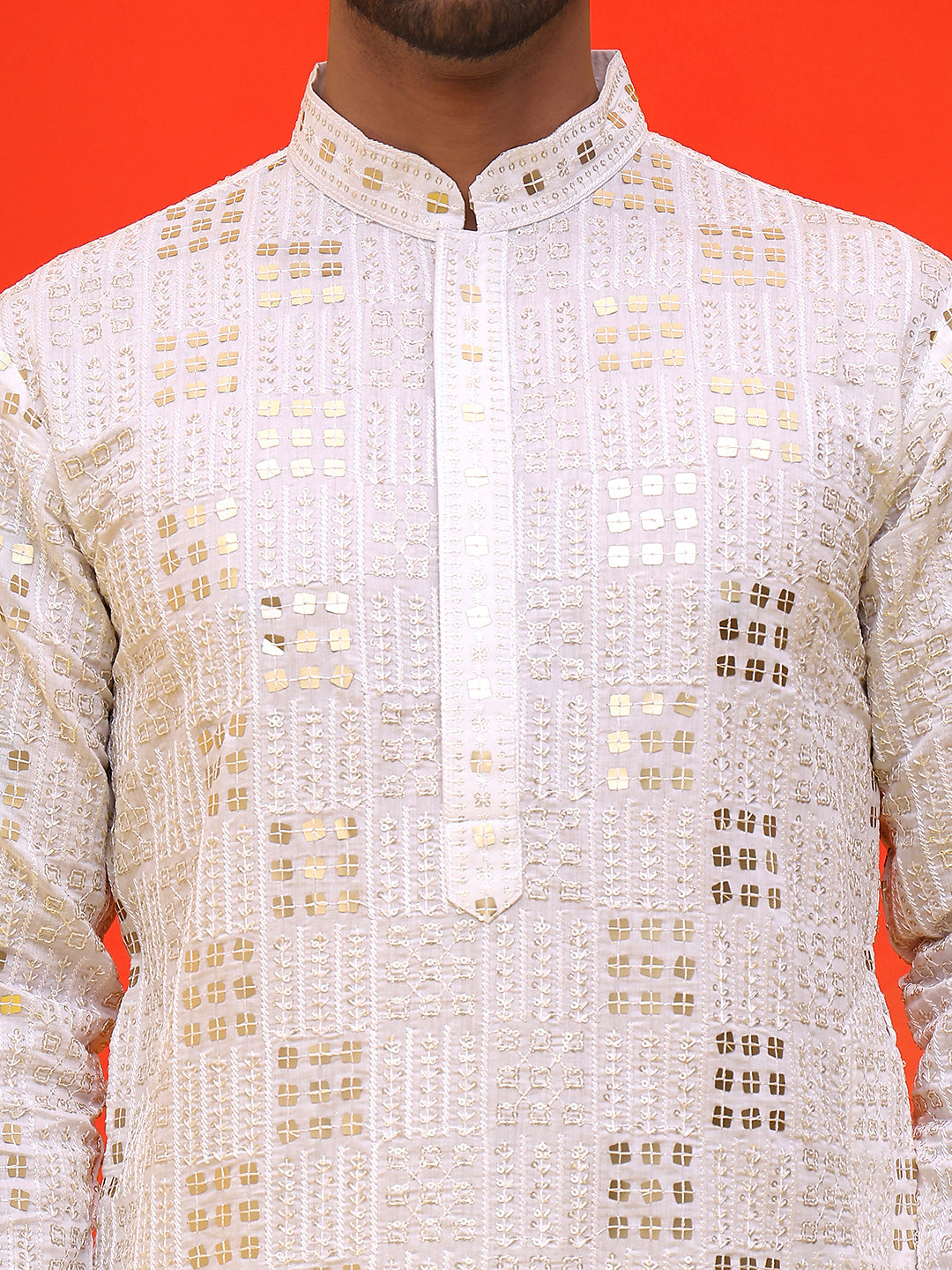 Embroidered & Sequins Kurtas ( KO 5233 White )