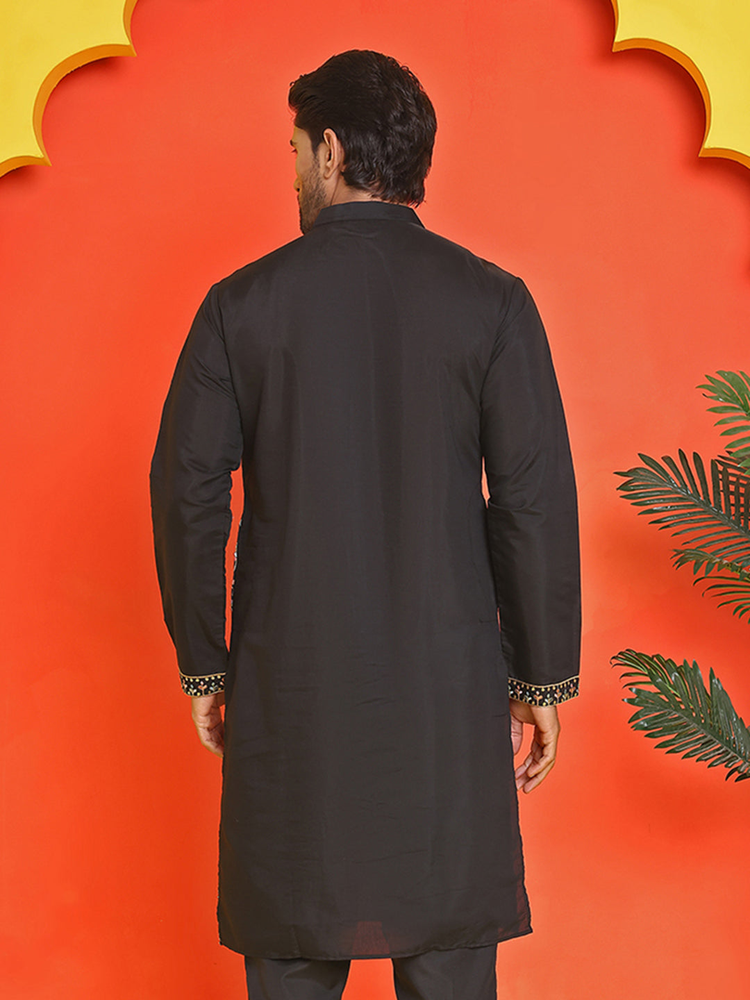 Floral Embroidered Straight Kurtas ( KO 5235 Black )