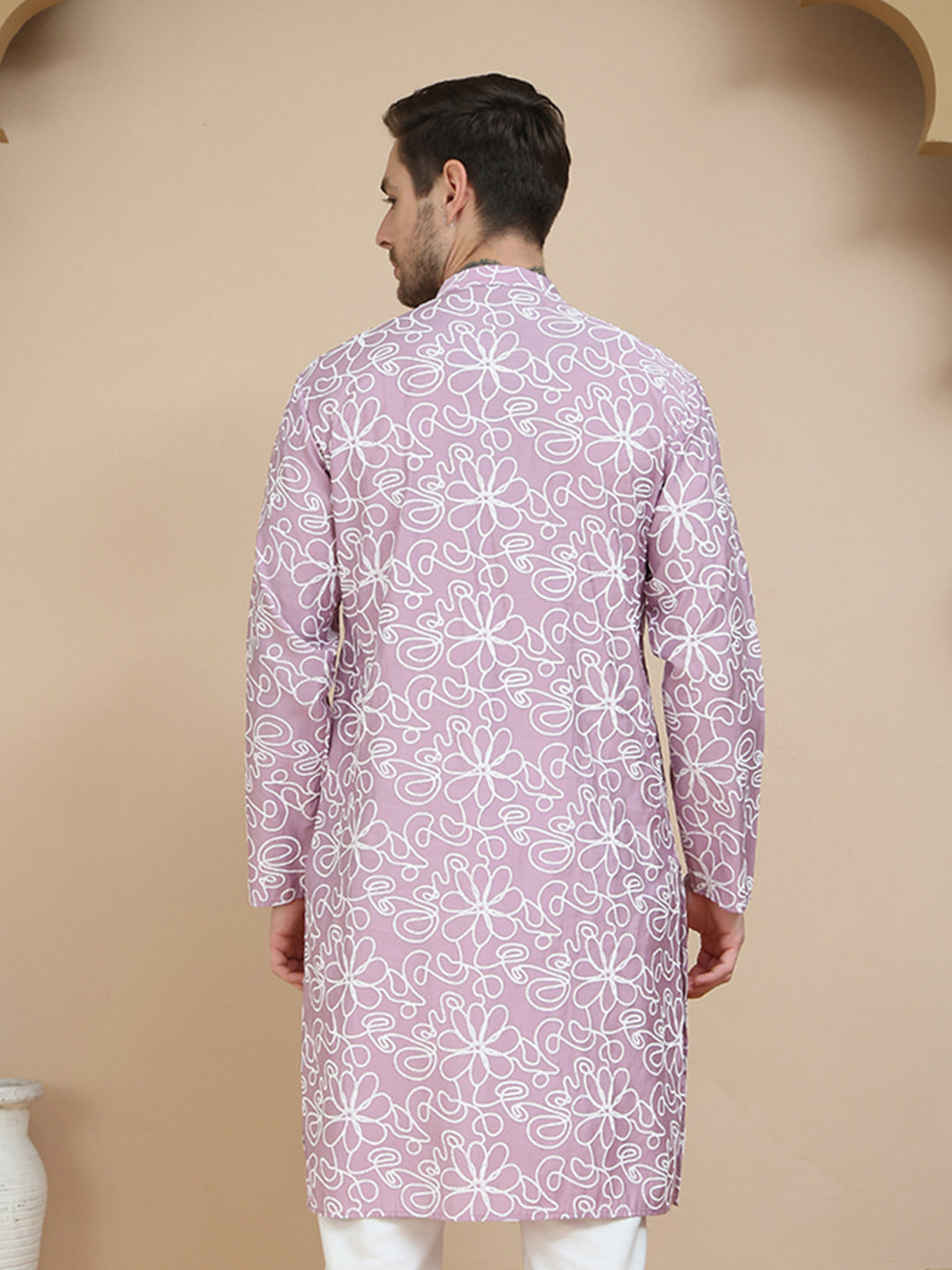 Floral Printed Kurtas for Men ( KO 5237 Magenta )