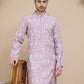 Floral Printed Kurtas for Men ( KO 5237 Magenta )