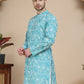 Floral Printed Kurtas for Men ( KO 5237 Sky )