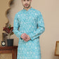 Floral Printed Kurtas for Men ( KO 5237 Sky )