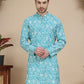 Floral Printed Kurtas for Men ( KO 5237 Sky )