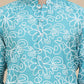 Floral Printed Kurtas for Men ( KO 5237 Sky )