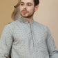 Embroidered Cotton Kurtas for Men ( KO 5244 Grey )