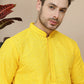 Embroidered Cotton Kurtas for Men ( KO 5244 Yellow )