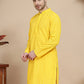 Embroidered Cotton Kurtas for Men ( KO 5244 Yellow )