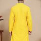 Embroidered Cotton Kurtas for Men ( KO 5244 Yellow )