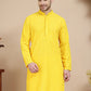 Embroidered Cotton Kurtas for Men ( KO 5244 Yellow )