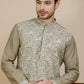 Embroidered Silk Blend Kurtas for Men ( KO 5245 Beige ) [FF] [I-1-4]