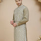 Embroidered Silk Blend Kurtas for Men ( KO 5245 Beige ) [FF] [I-1-4]