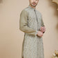 Embroidered Silk Blend Kurtas for Men ( KO 5245 Beige ) [FF] [I-1-4]