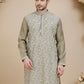 Embroidered Silk Blend Kurtas for Men ( KO 5245 Beige ) [FF] [I-1-4]