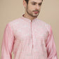 Embroidered Silk Blend Kurtas for Men ( KO 5245 Pink )