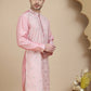 Embroidered Silk Blend Kurtas for Men ( KO 5245 Pink )