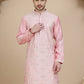 Embroidered Silk Blend Kurtas for Men ( KO 5245 Pink )