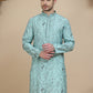 Embroidered Silk Blend Kurtas for Men ( KO 5246 Blue )