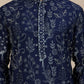 Embroidered Silk Blend Kurtas for Men ( KO 5246 Navy )