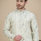 Embroidered Silk Blend Kurtas for Men ( KO 5246 White )