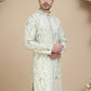 Embroidered Silk Blend Kurtas for Men ( KO 5246 White )