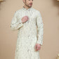 Embroidered Silk Blend Kurtas for Men ( KO 5246 White )