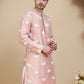 Elephant Embroidered Silk Blend Kurtas for Men ( KO 5247 Peach )