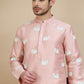 Elephant Embroidered Silk Blend Kurtas for Men ( KO 5247 Peach )