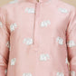 Elephant Embroidered Silk Blend Kurtas for Men ( KO 5247 Peach )