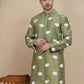 Elephant Embroidered Silk Blend Kurtas for Men ( KO 5247 Pista )