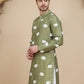 Elephant Embroidered Silk Blend Kurtas for Men ( KO 5247 Pista )