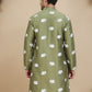 Elephant Embroidered Silk Blend Kurtas for Men ( KO 5247 Pista )