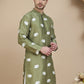 Elephant Embroidered Silk Blend Kurtas for Men ( KO 5247 Pista )
