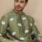 Elephant Embroidered Silk Blend Kurtas for Men ( KO 5247 Pista )