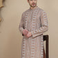 Geometric Print Silk Blend Straight Kurtas for Men ( KO 5250 Brown )