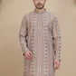 Geometric Print Silk Blend Straight Kurtas for Men ( KO 5250 Brown )