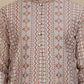 Geometric Print Silk Blend Straight Kurtas for Men ( KO 5250 Brown )