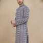 Geometric Print Silk Blend Straight Kurtas for Men ( KO 5250 Purple )