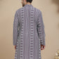 Geometric Print Silk Blend Straight Kurtas for Men ( KO 5250 Purple )