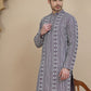 Geometric Print Silk Blend Straight Kurtas for Men ( KO 5250 Purple )