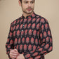 Printed Silk Blend Straight Kurtas for Men ( KO 5251 Black )