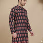 Printed Silk Blend Straight Kurtas for Men ( KO 5251 Black )